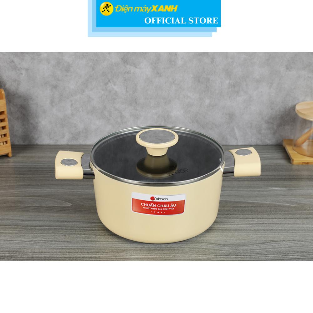 Bộ 3 nồi nhôm chống dính nắp kính Elmich EL-5112YA - Hàng Chính Hãng