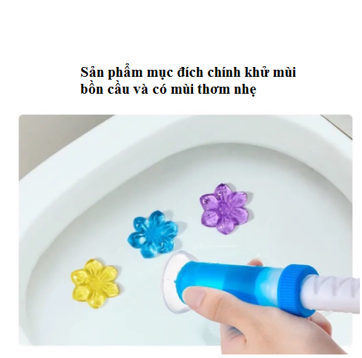 Gel thơm khử mùi diệt khuẩn toilet, Gel dính bồn cầu làm sạch lavabo dạng thạch hình bông hoa có 6 mùi thơm - Táo