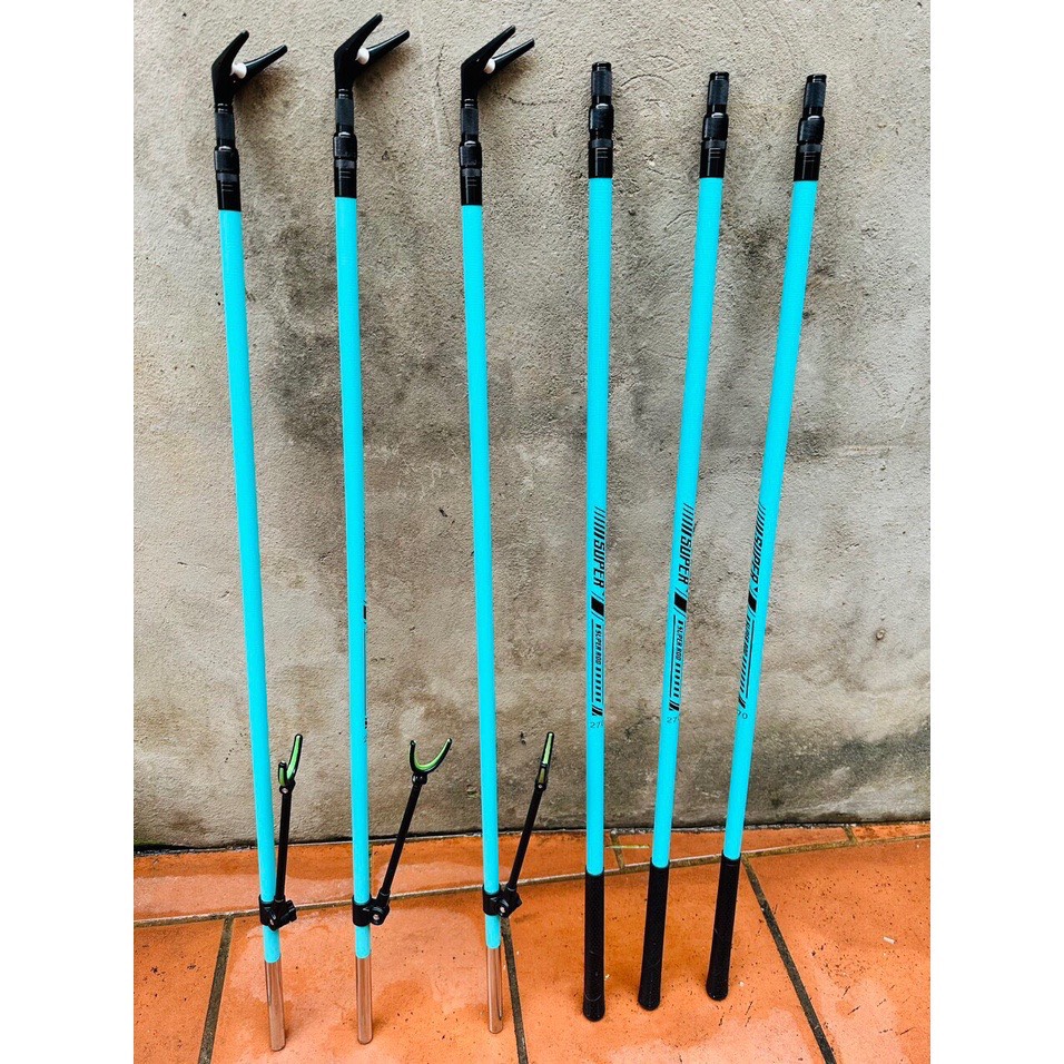 Gác Cần Câu Đài Và Cán Vợt Chất Liệu Cacbon SUPER ROD Xanh Nhã Lam, Kích Thước 2.1m, 2.4m, 2.7m