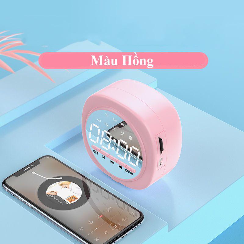 Đồng Hồ Loa Q12 Bluetooth Đa năng Mặt Gương Phát nhạc - Đài FM - Báo Thức