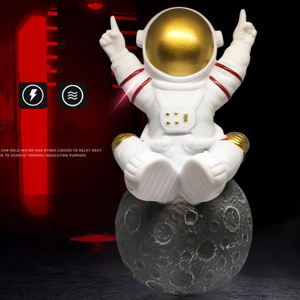Astronaut Shape Bluetooth Portable Speaker with Mic FM TF Card USB golden