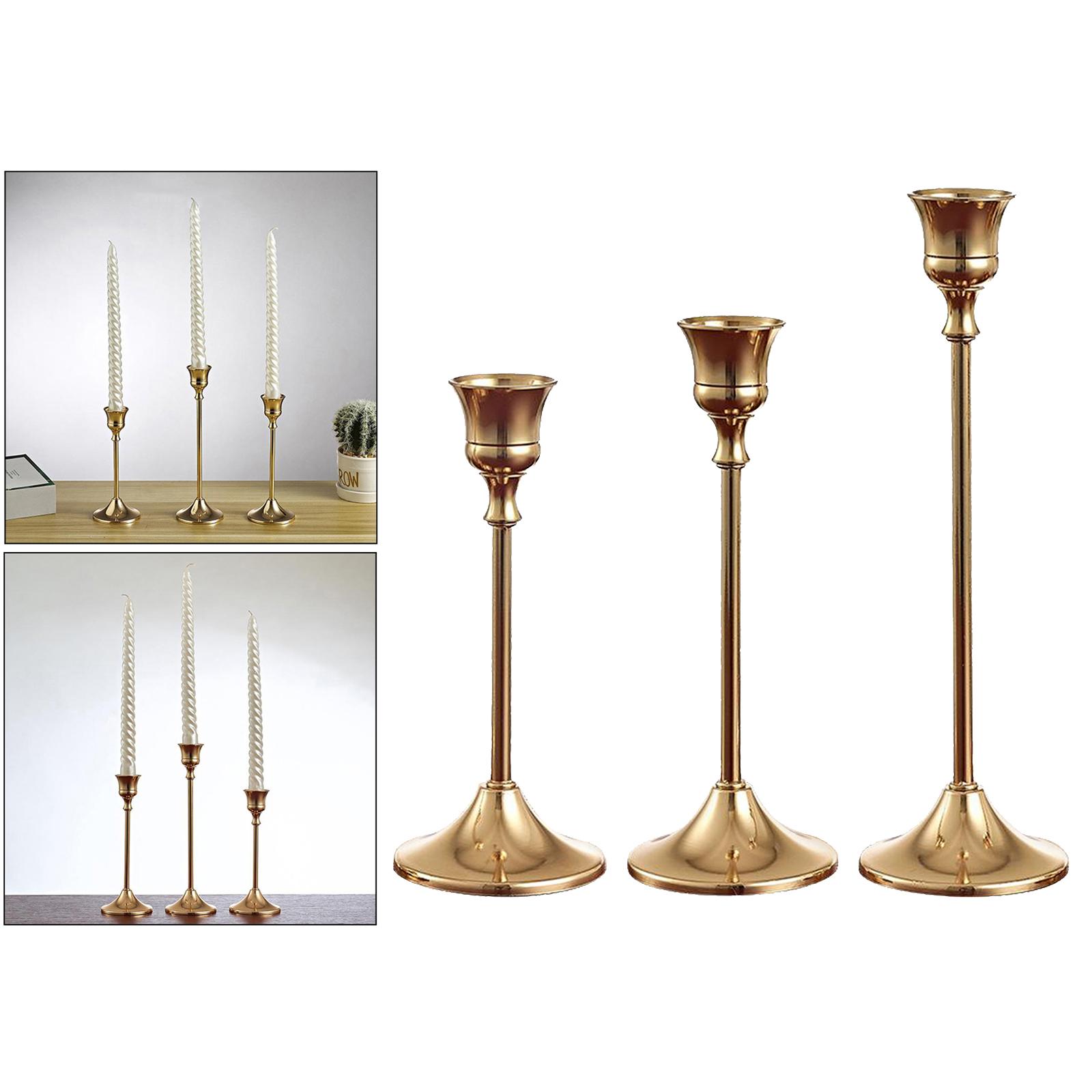 3x Metal Candle Stick Holders Stand for Wedding Party Home Office Decor