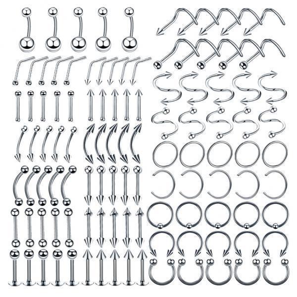 2x110x Body Jewelry Piercing Ear Nose Navel Belly Button Ring Hoops 1.2x8mm