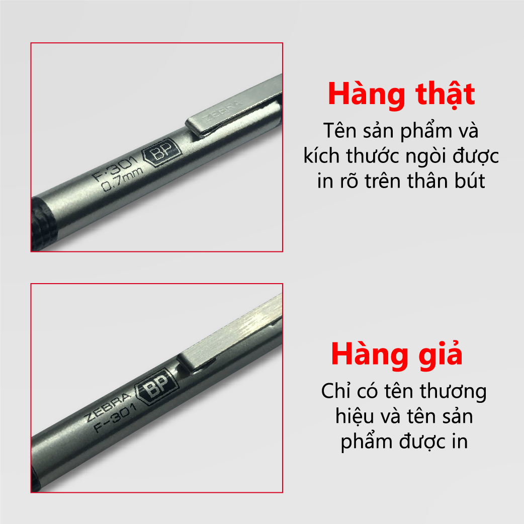Viết bi bấm kim loại Zebra F301 0.7mm - mực xanh