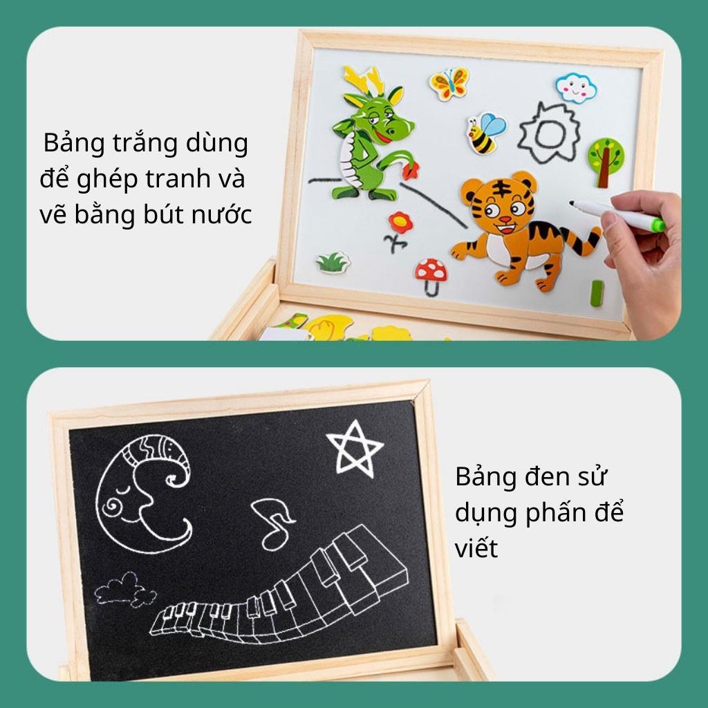Bảng Ghép Tranh Nam Châm 2 Mặt Động Vật Đồ Chơi Gỗ Giúp Bé Phát Triển Óc Sáng Tạo