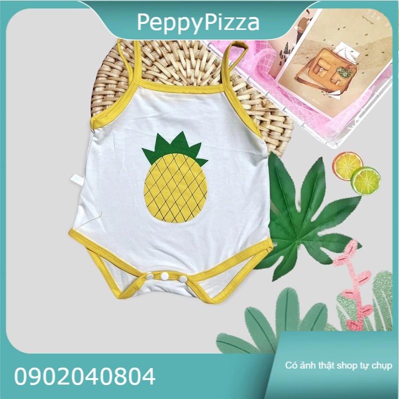 Bộ liền thân body suit 2 dây PeppyPizza cho bé sơ sinh Ss002