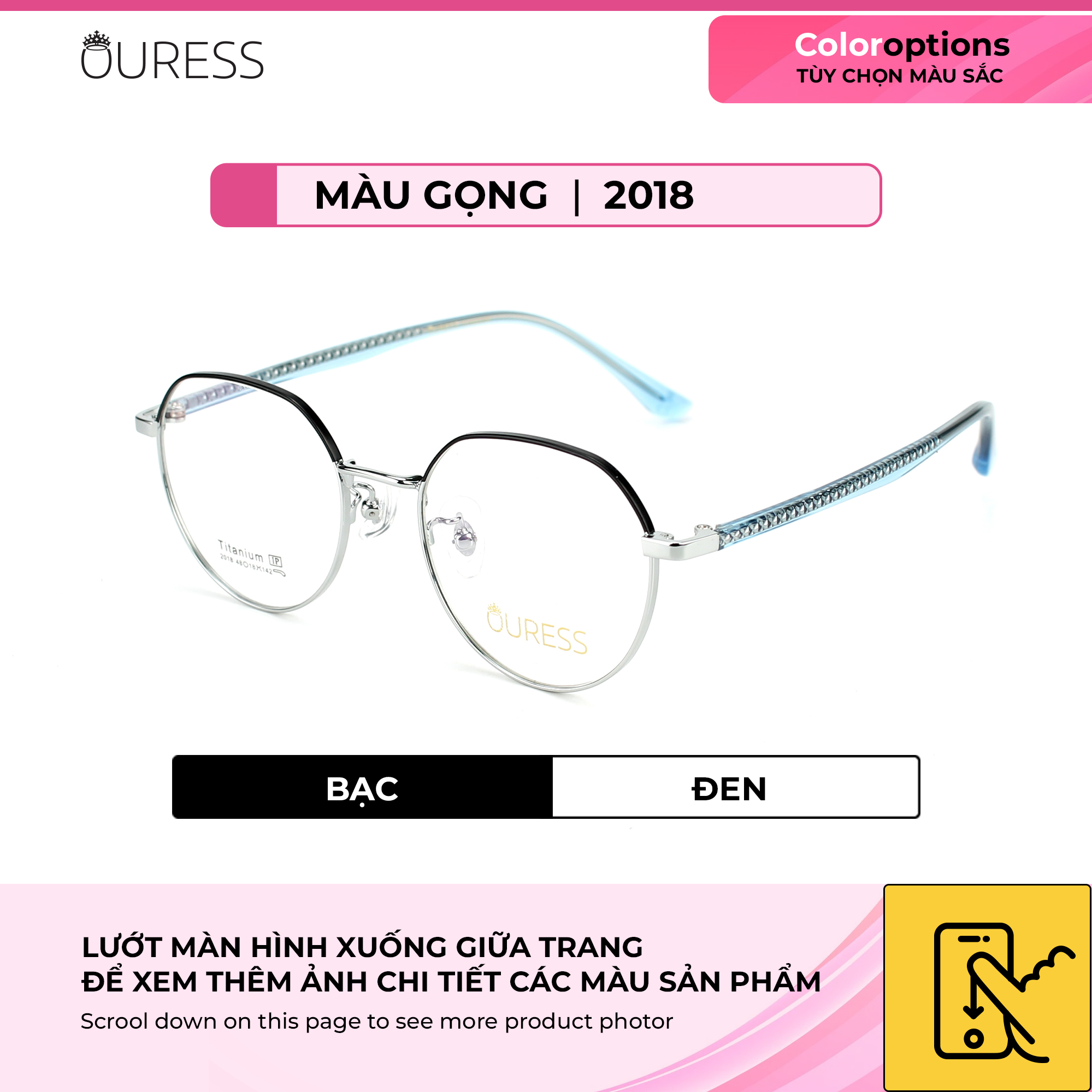 Gọng kính cận 2035 2018 chất liệu titan thời trang mắt kính OURESS nam nữ siêu nhẹ siêu bền