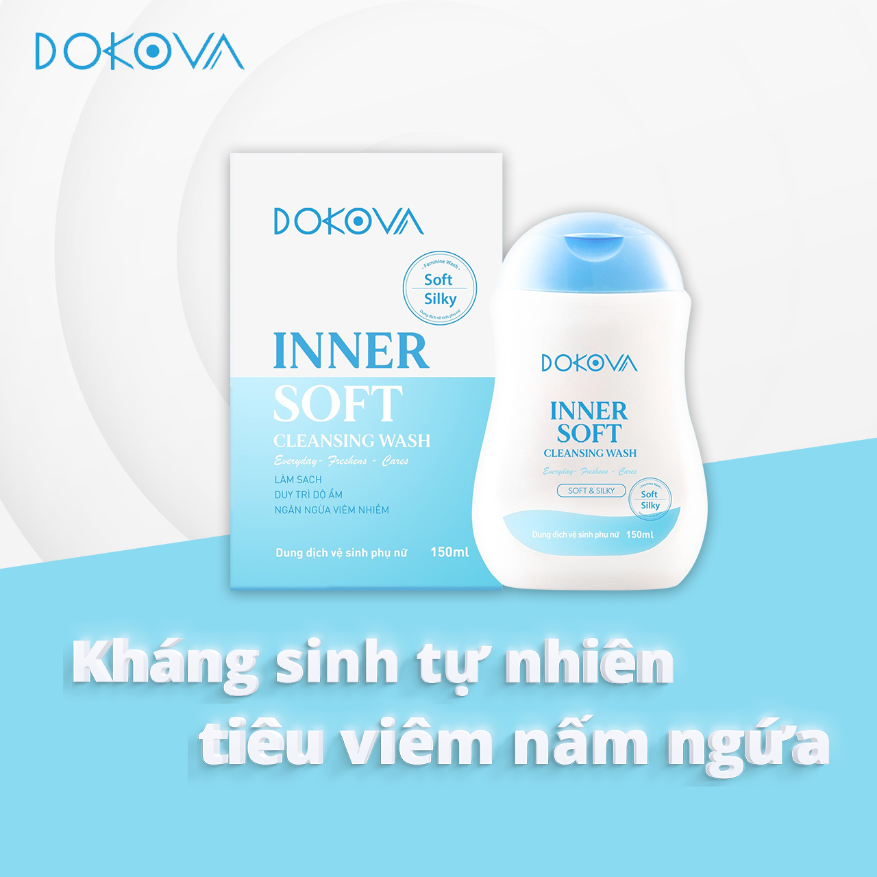Dung dịch vệ sinh phụ nữ an toàn dịu nhẹ Dokova Inner Soft chai 150ml