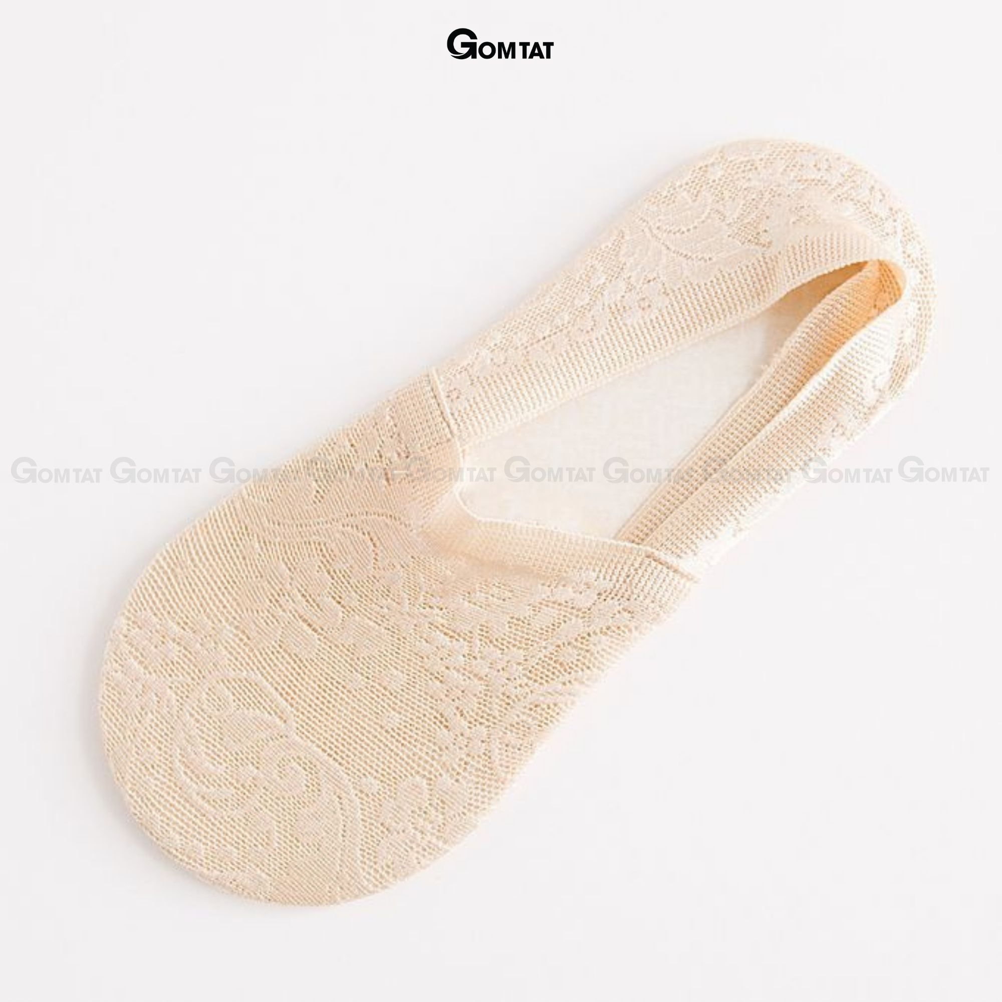 Tất nữ đi giày búp bê có bo thun chống tuột gót, vớ lười nữ chất liệu lụa phối ren cao cấp - LUAREN-PO-3028-1DOI