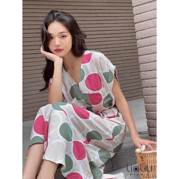 Đầm linen hoạ tiết - Thiết kế từ
