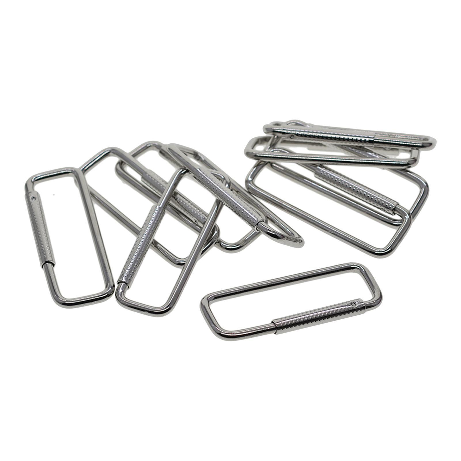 10Pcs Rectangle Carabiner Clips Hook Portable Durable Multifunctional Metal Sturdy DIY Keychain Clips Spring Buckle for Outdoor Indoor Bags