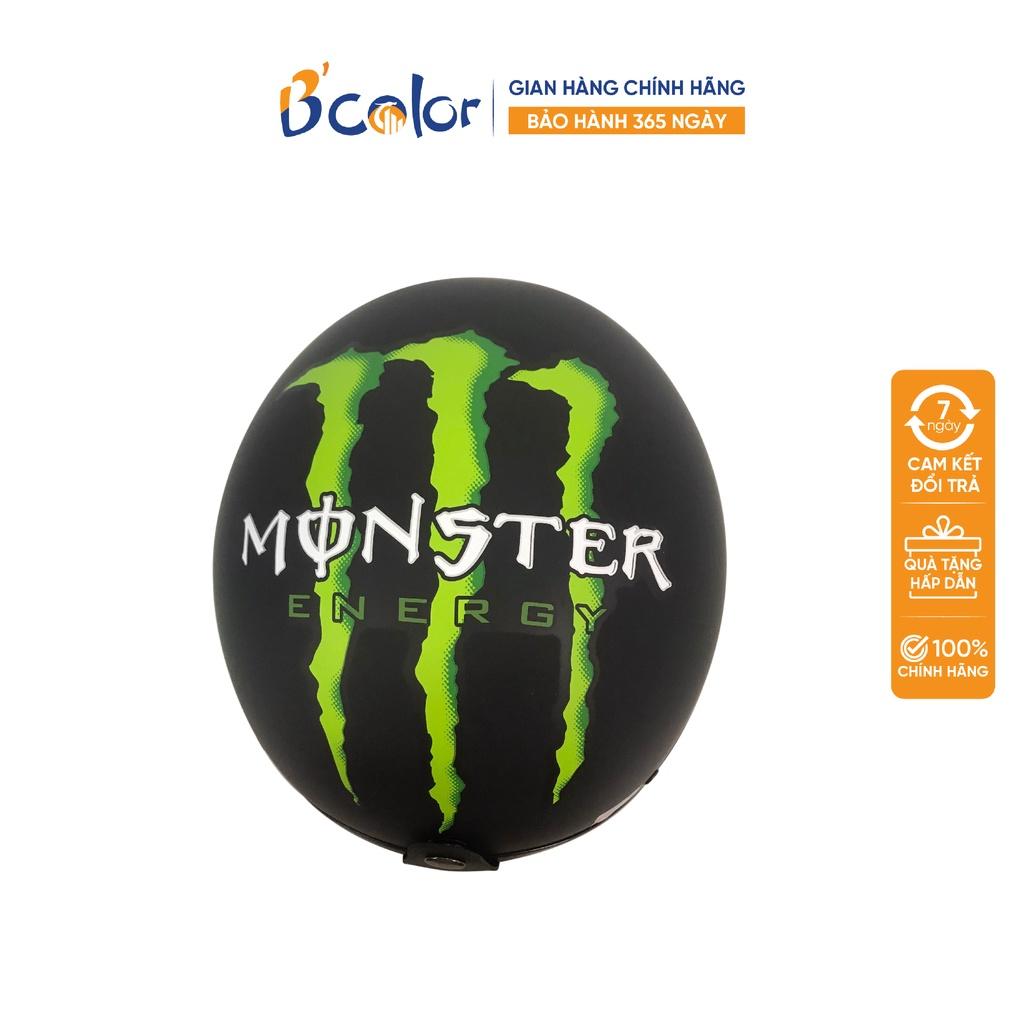 Mũ Bảo Hiểm B'color Loại Nửa Đầu Màu Đen Chữ Monster Kèm Lưỡi Trai