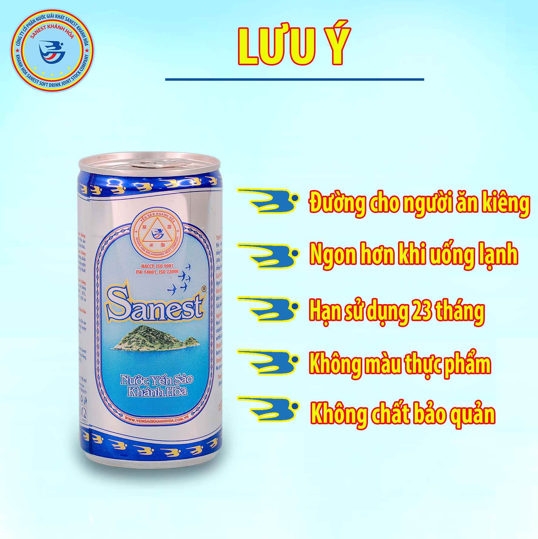 Khay 30 lon Nước Yến sào Khánh Hòa Sanest đóng lon 190ml - Sản phẩm sử dụng đường dành cho người ăn kiêng