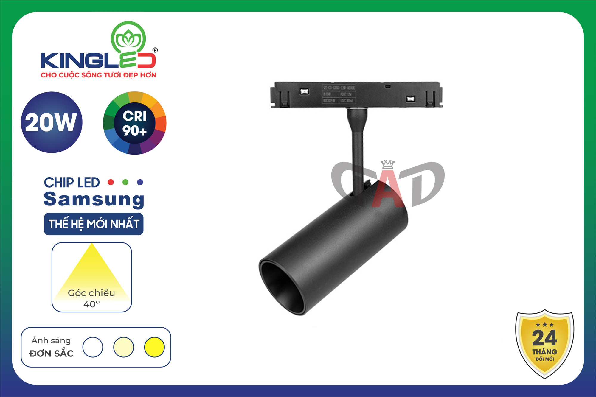 Đèn Rọi Ray Nam Châm 20W Vỏ Đen KINGLED