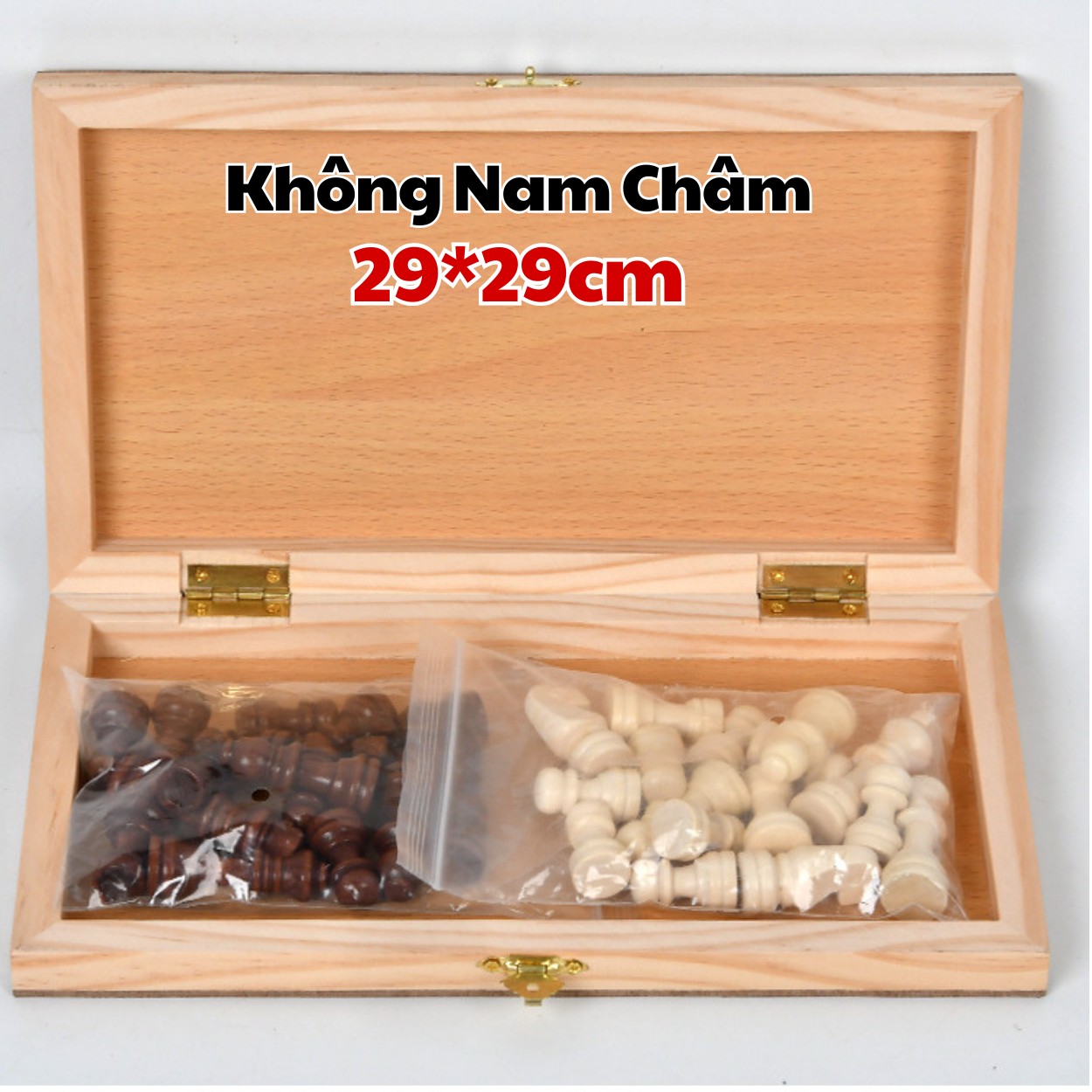 Bộ Cờ Vua Nam Châm Bằng Gỗ Tự Nhiên - Có Bàn Là Hộp Đựng - An Toàn Cao Cấp Chọn Size 29cm - 34cm và 39cm - Chính Hãng