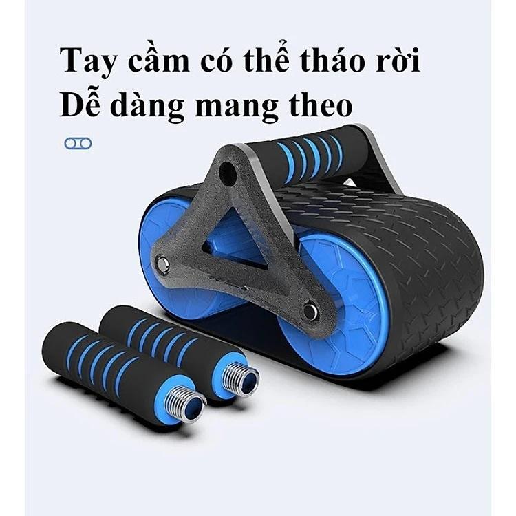 Con lăn tập cơ bụng 2 bánh công nghệ mới có phanh lò xo trợ lực+ tặng thảm lót đầu gối