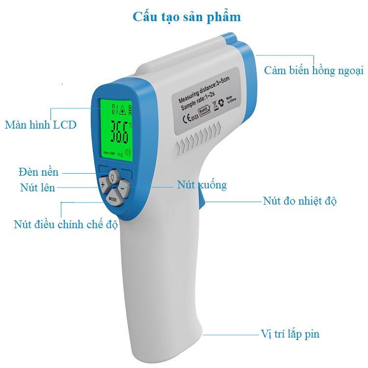 Nhiệt kế hồng ngoại đo nhiệt độ độ ẩm cho người lớn và trẻ em DT-8806C ( Tặng nhiệt ẩm kế điện tử mini- giao màu ngẫu nhiên)