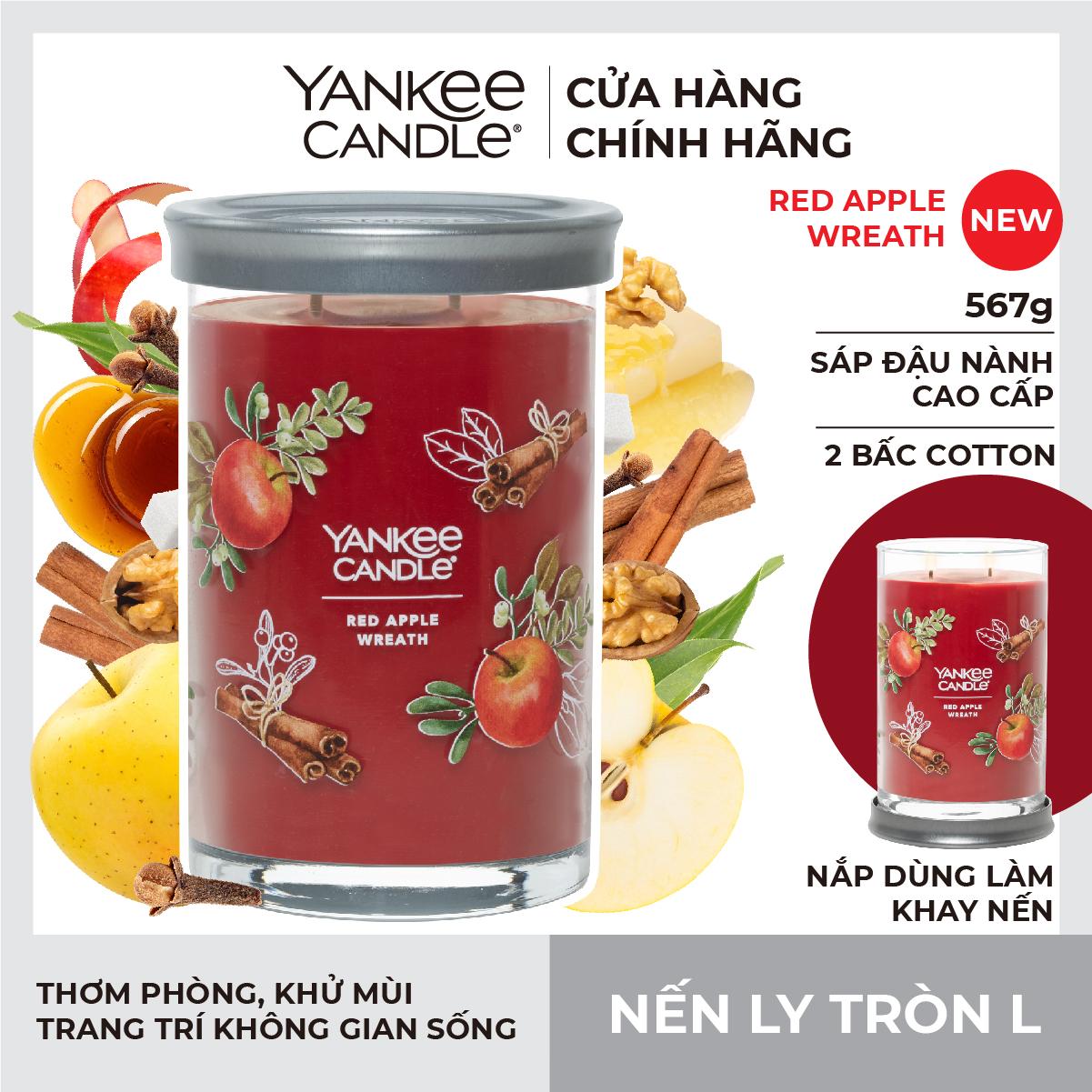 Nến ly tròn sáp đậu nành Yankee Candle size L (567g) - Red Apple Wreath