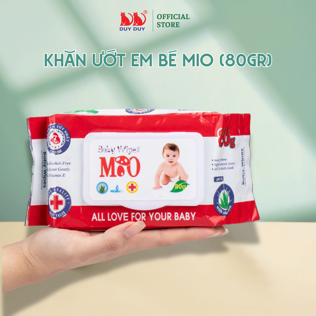Combo 10 gói Khăn ướt cho bé Baby Mio vải không dệt rayon cao cấp 55 miếng (13.5x20cm) không paraben
