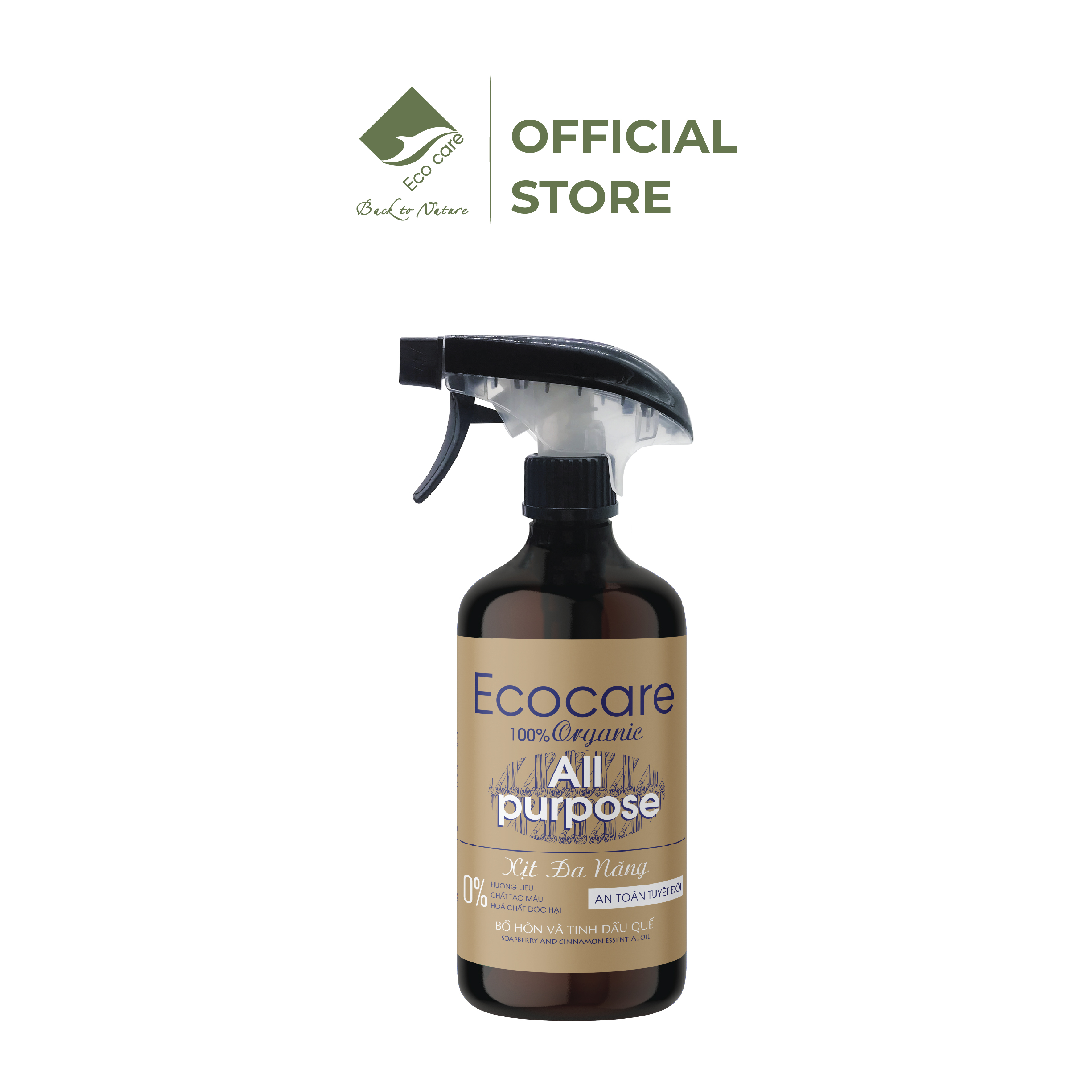 Nước xịt tẩy đa năng hữu cơ Bồ Hòn tinh dầu Quế 500ML thương hiệu Ecocare