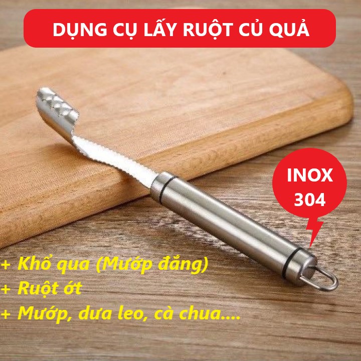 Dụng cụ lấy ruột khổ qua hạt củ quả trái cây inox 304 dùng lấy ruột mướp đắng ớt dưa leo tiện dụng