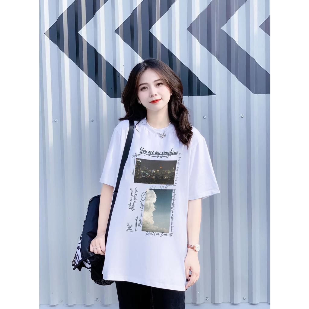 Áo thun unisex form rộng SUNSHINE  chất vải cotton 100% - Trắng