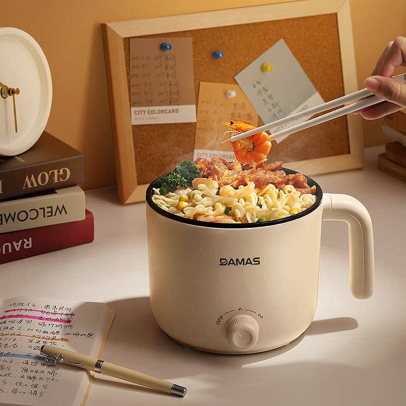 Nồi Lẩu Điện Mini 2 Mức Nhiệt - Ca Nấu Mì Điện Đa Năng DAMAS DK-8012 - Hàng Chính Hãng