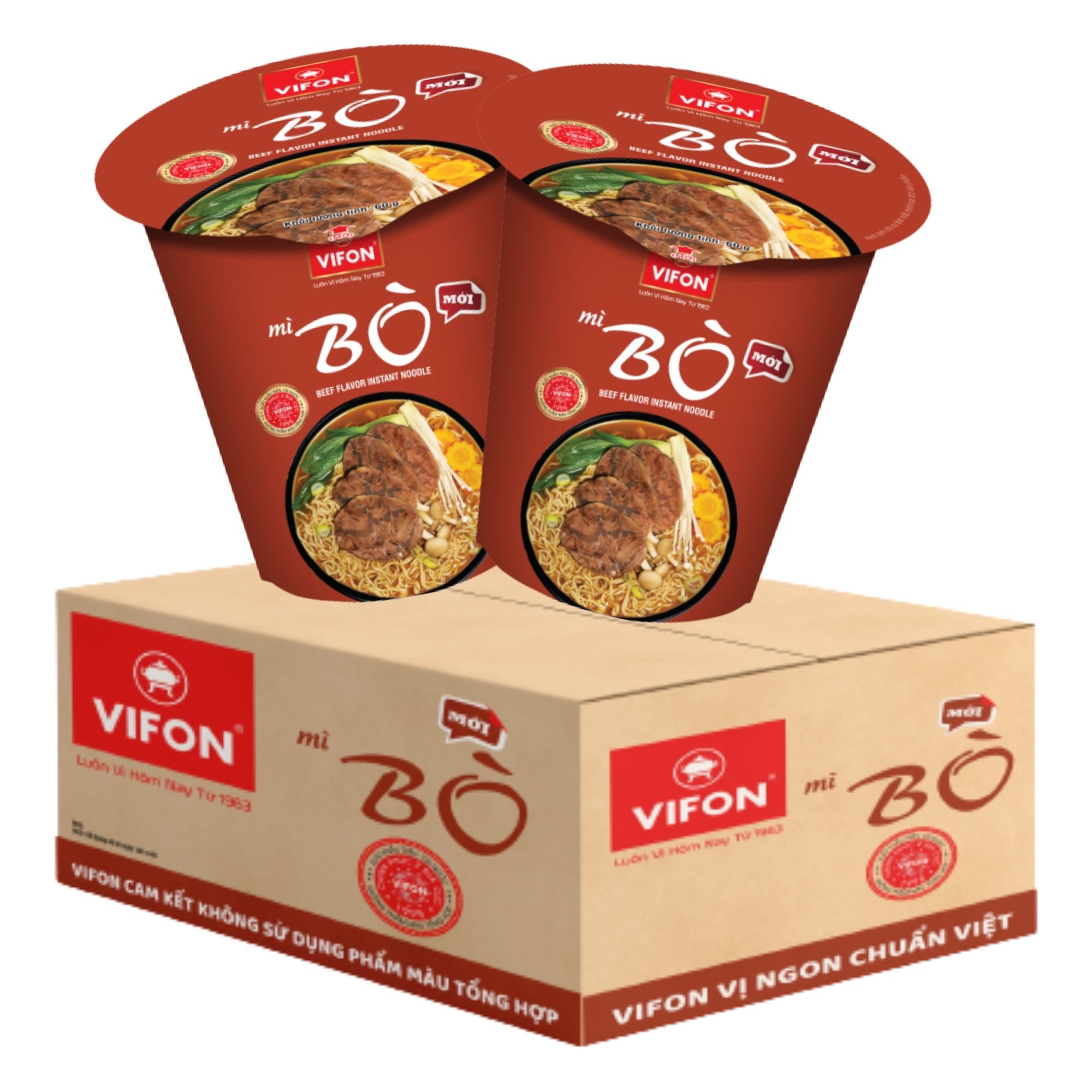 Thùng 24 Ly Mì Bò NGON NGON VIFON (60g / Ly)