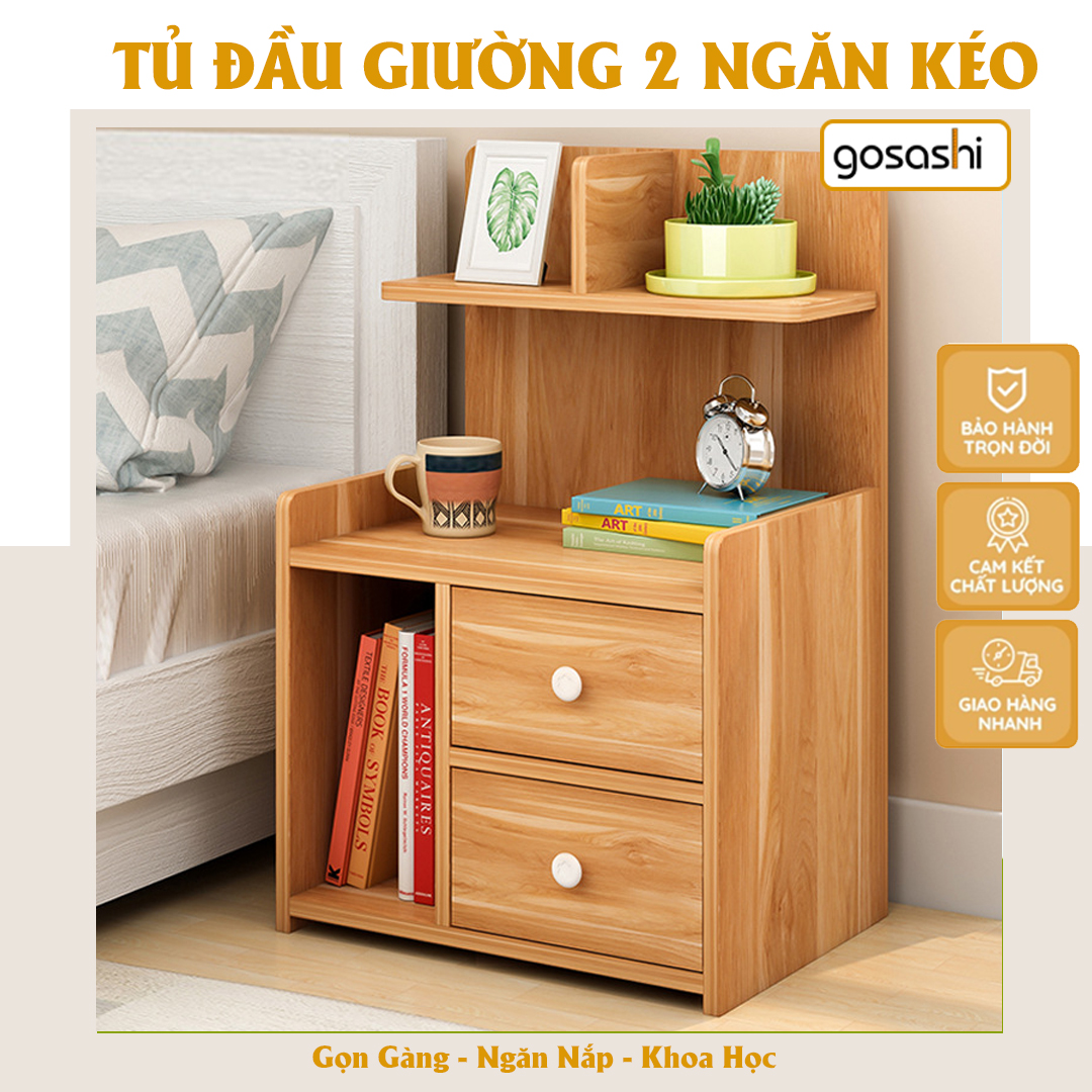 Tủ Đầu Giường Gỗ MDF 2 Ngăn Kéo Đa Năng Thiết Kế Hiện Đại Nhiều Ngăn Dùng Để Đồ Trang Trí Decor Phòng Ngủ Tạo Không Gian Sang Trọng Hiện Đại