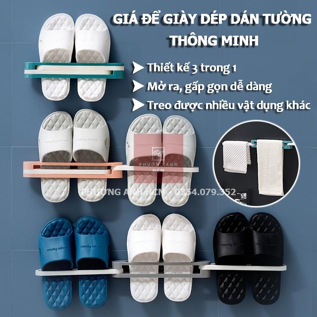 Kệ Giá Để Giày Dép Dán Tường 3in1 - Giá Treo Giày, Treo Khăn Tắm, Treo Đồ Dán Tường Thông Minh 3 Trong 1 - XANH