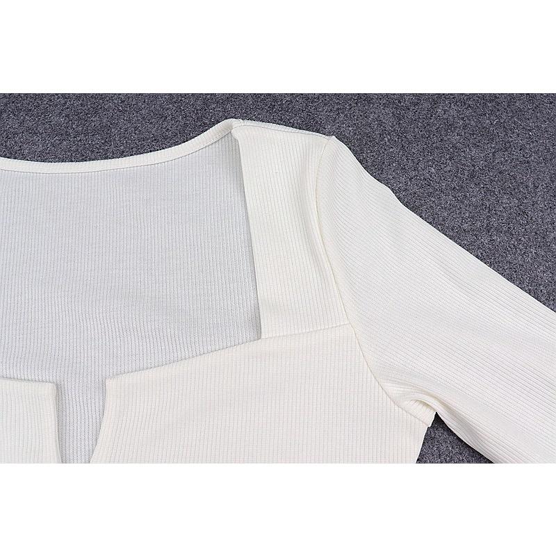 Áo thun croptop nữ dài tay phối khóa kéo chất thun gân dày dặn cá tính - A00144