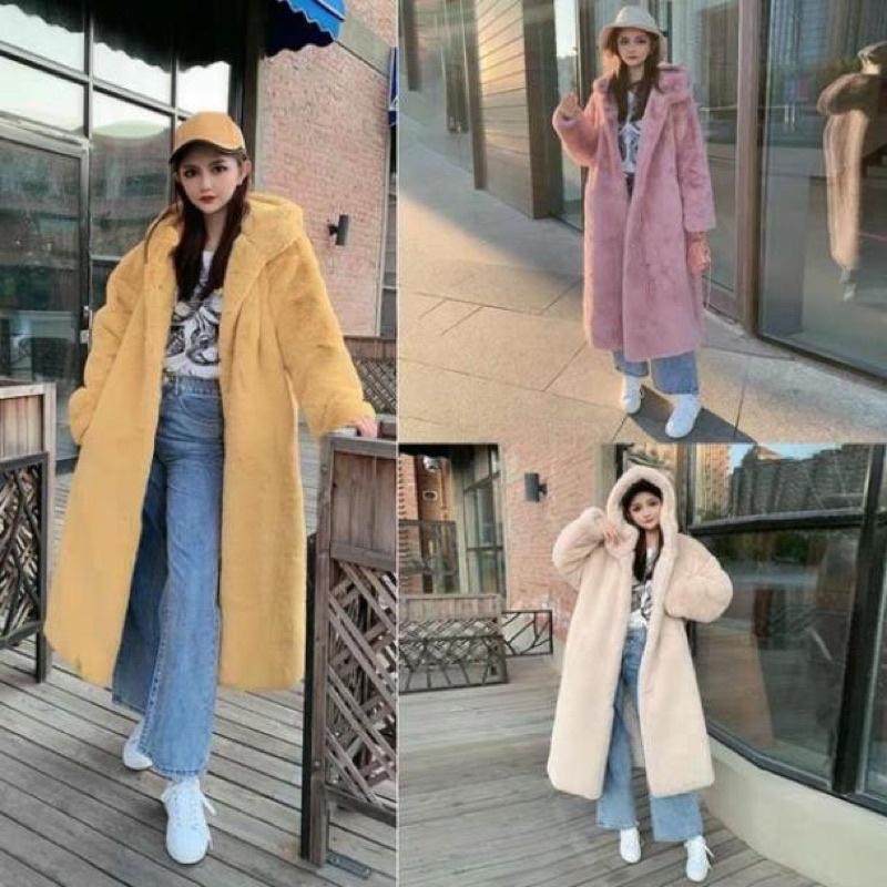 áo lông dáng dài cao cấp cho nữ lông thỏ mềm và mướt