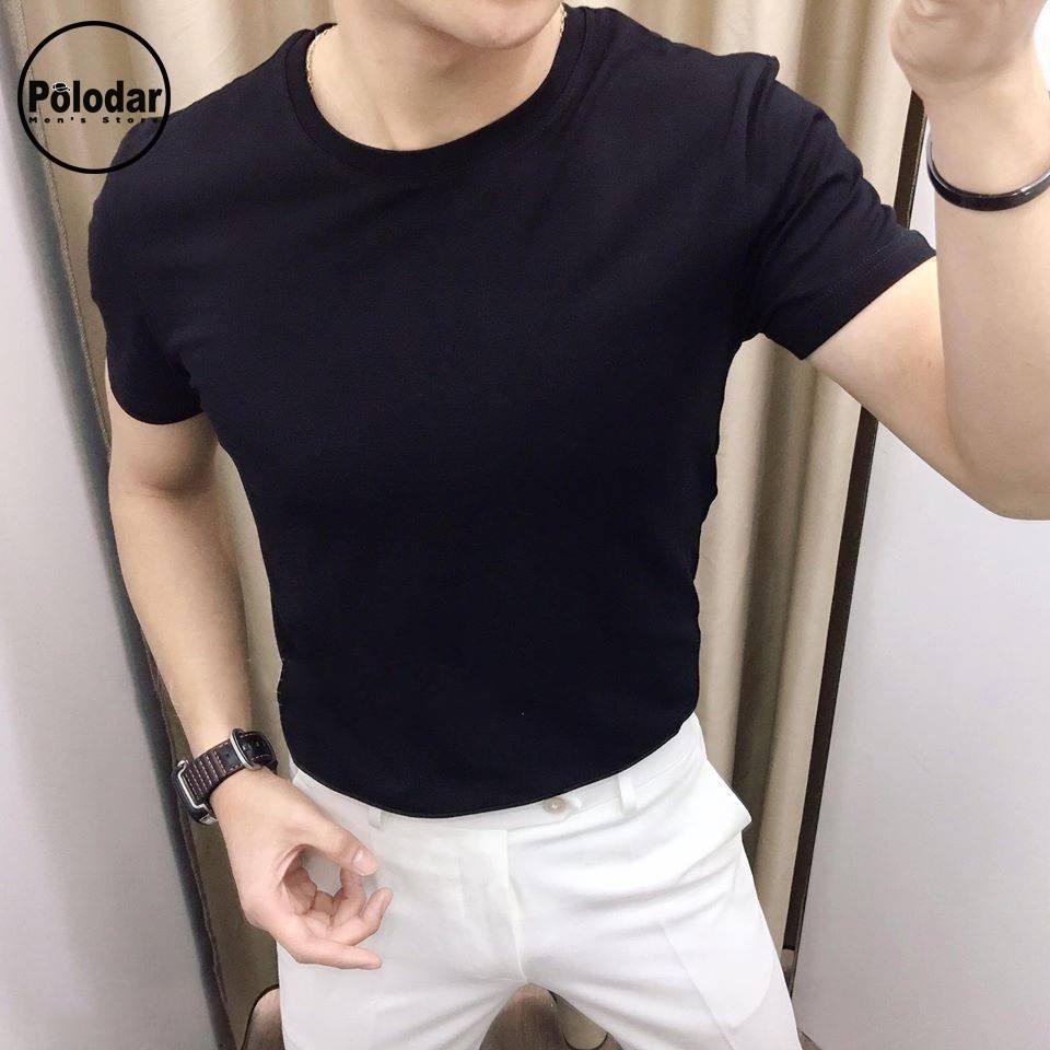 Áo thun trơn nam cổ tròn vải cotton dày dặn mềm mịn