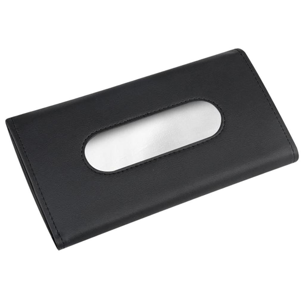 PU Leather Tissue Box Napkin Holder Paper Storage for Sun Visor Office Black