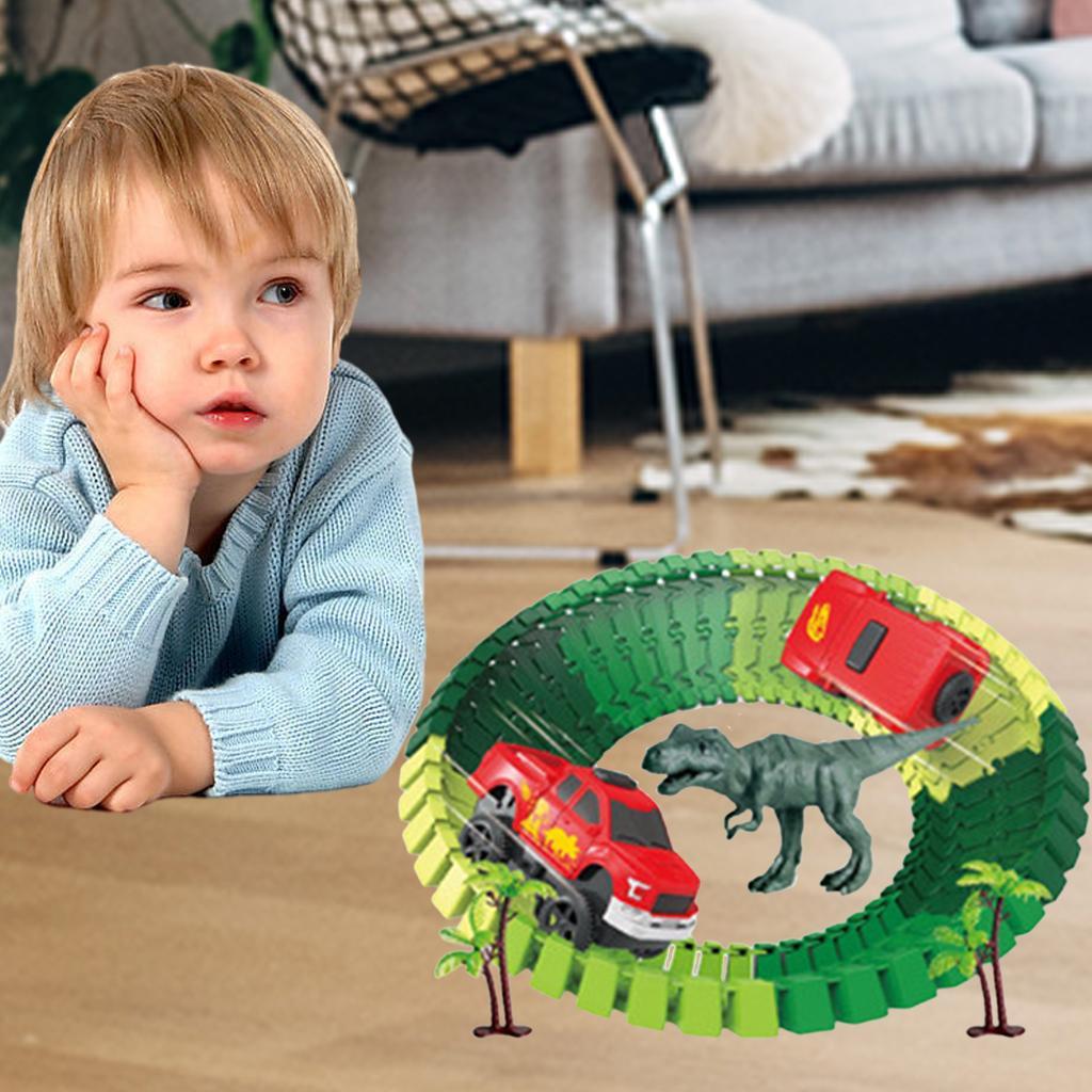 Dinosaur Toys Flexible Track Build for 3 4 5 6 Year & up Old Kids