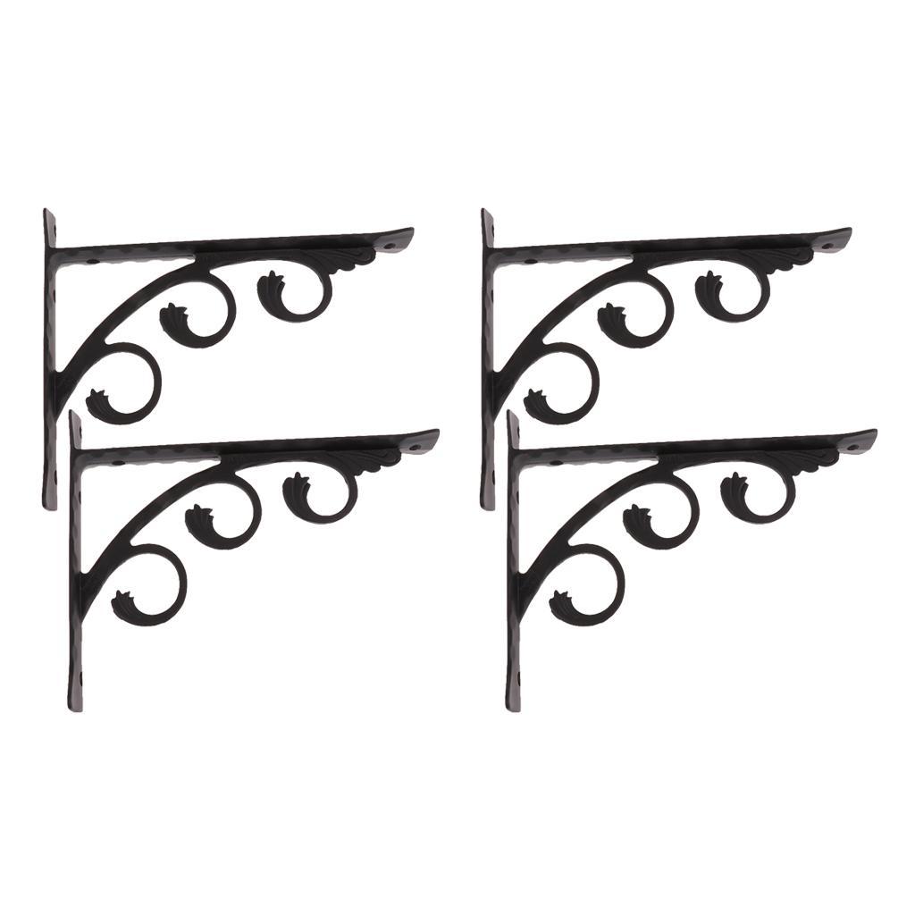 4 x European Style L Shaped Wall Mounted Shelf Bracket Metal Hanging Holder