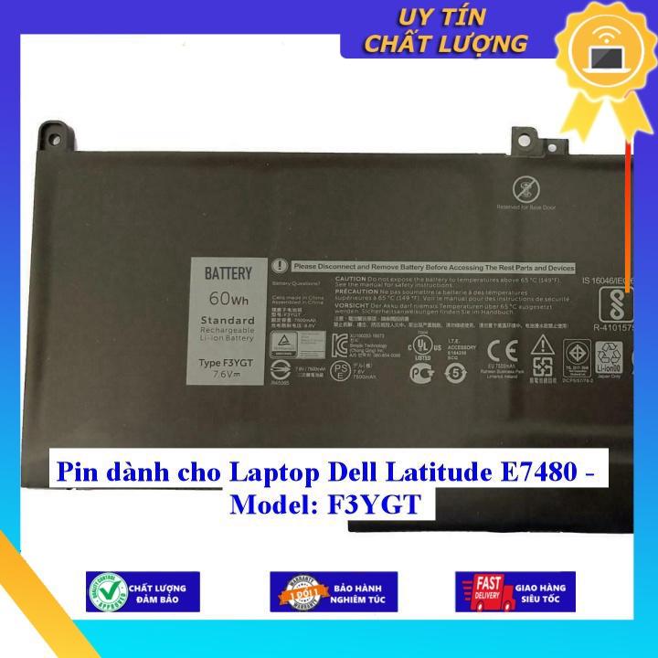 Pin dùng cho Laptop Dell Latitude E7480 - Model: F3YGT - Hàng Nhập Khẩu New Seal