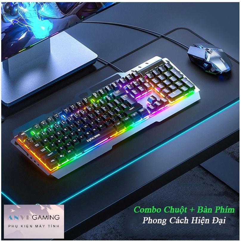 Bàn Phím Cơ Kim Loại INPHIC V680 Có Dây - Đèn LED Siêu Đẹp 4000DPI Chơi Game - Hàng nhập khẩu