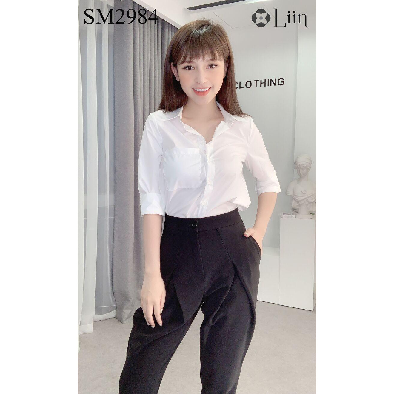 Áo Sơ Mi Trắng Basic form công sở thời trang, thanh lịch LINBI SM2984