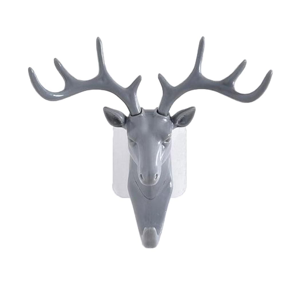 Animal Deer Stags Head Hook Hanger Rack Holder Wall Mount Home Decor Black