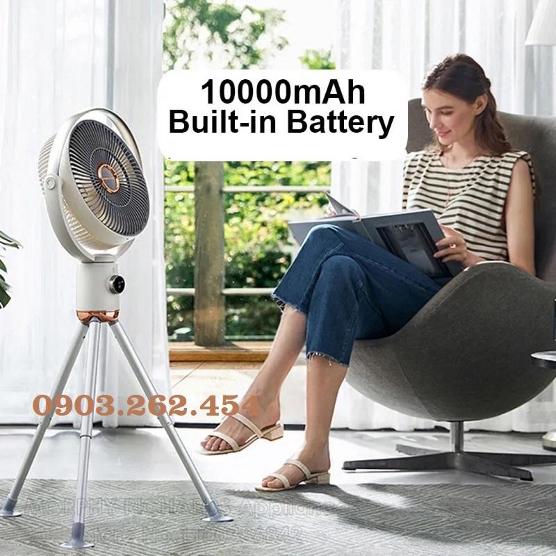 Quạt tích điện MR3700 mới nhất năm 2023, 4 chế độ gió, cảm biến nhiệt NTC, động cơ 1 chiều không chổi than - RE0796