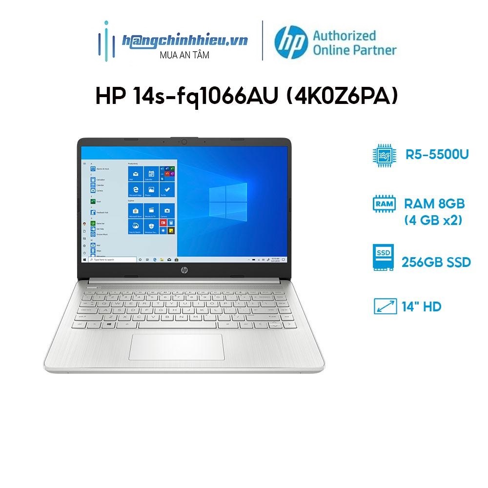 Laptop HP 14s-fq1066AU (4K0Z6PA) (R5-5500U | 8GB | 256GB |AMD Radeon Graphics |14' HD W11) Hàng chính hãng