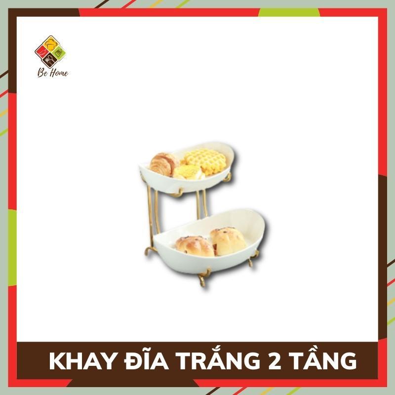 Kệ, khay đựng hoa quả, bánh kẹo, mứt tết nhiều tầng - Khay sứ đứng bánh kẹo kèm giá mạ vàng