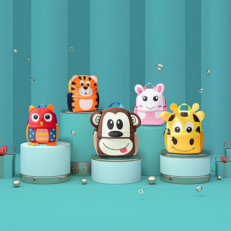 2020 Trẻ Em Mới Lưng 3D Hươu Cao Cổ Thiết Kế Cô Gái Bé Trai Học Túi Tập Đi Trẻ Em Neoprene Schoolbag Mẫu Giáo Hoạt Hình Túi