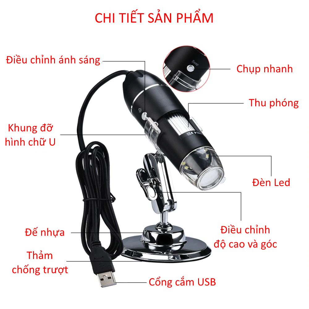 KÍNH HIỂN VI ĐIỆN TỬ PHÓNG ĐẠI 1000X KẾT NỐI ĐIỆN THOẠI VÀ MÁY TÍNH DIGITAL MICROSCOPE CHUYÊN DÙNG ĐỂ SOI LINH KIỆN NHỎ