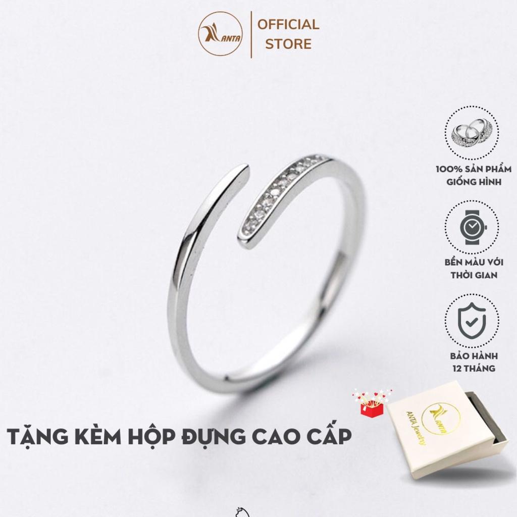 Nhẫn nữ bạc ATJ9035 đính đá có thể điều chỉnh size Freesize Ring ANTA Jewelry