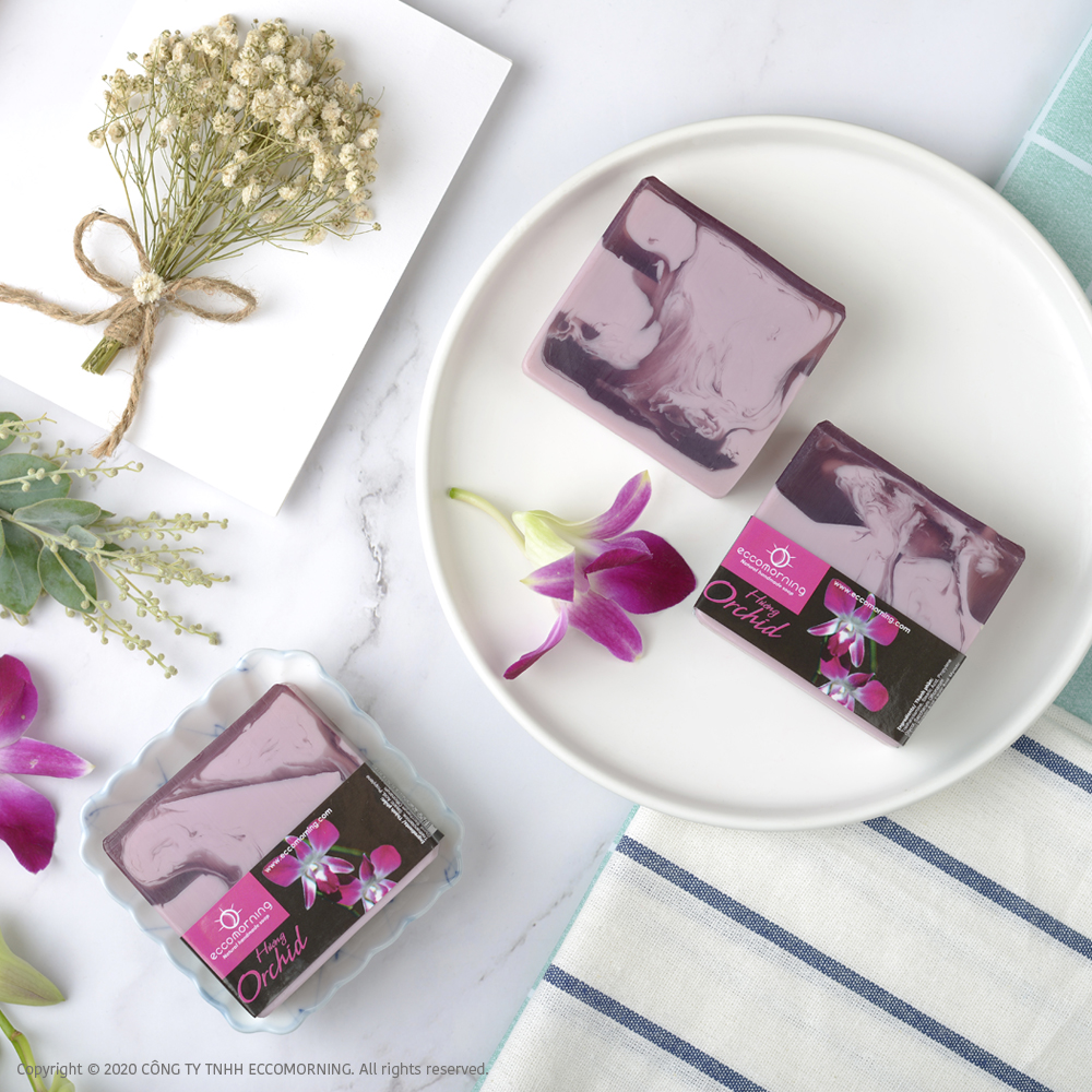 Xà Bông Thiên Nhiên Handmade eccomorning Hình Vuông Hương Hoa Lan - Orchid Soap