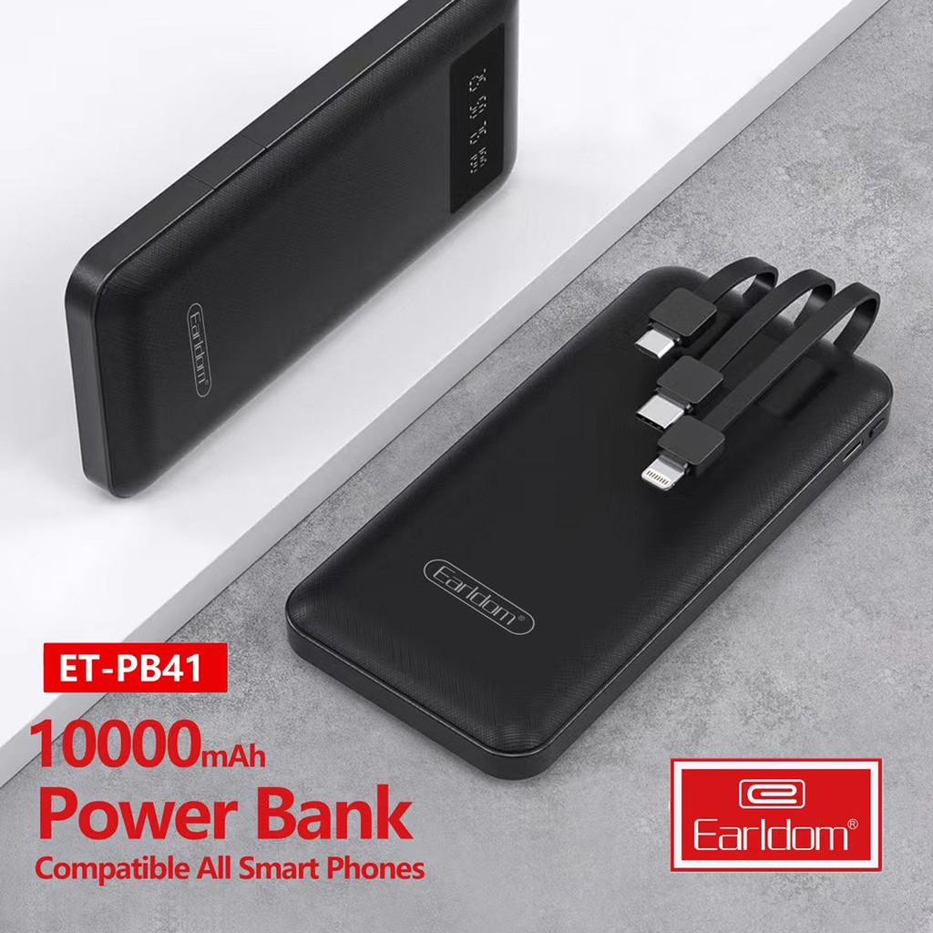 Sạc Dự Phòng Earldom PB41 Kèm Cáp 10000mAh Hàng Chính Hãng