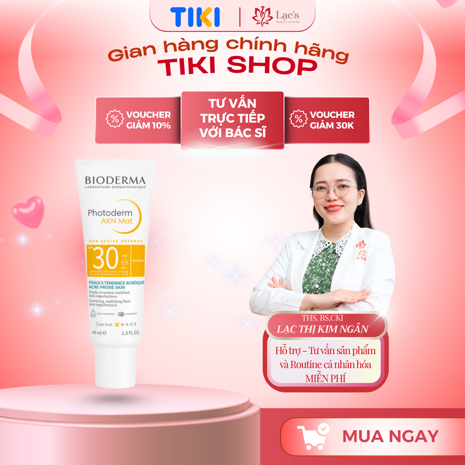 Chống nắng dành cho da mụn Bioderma Photoderm Akn Mat SPF30 - 40ml