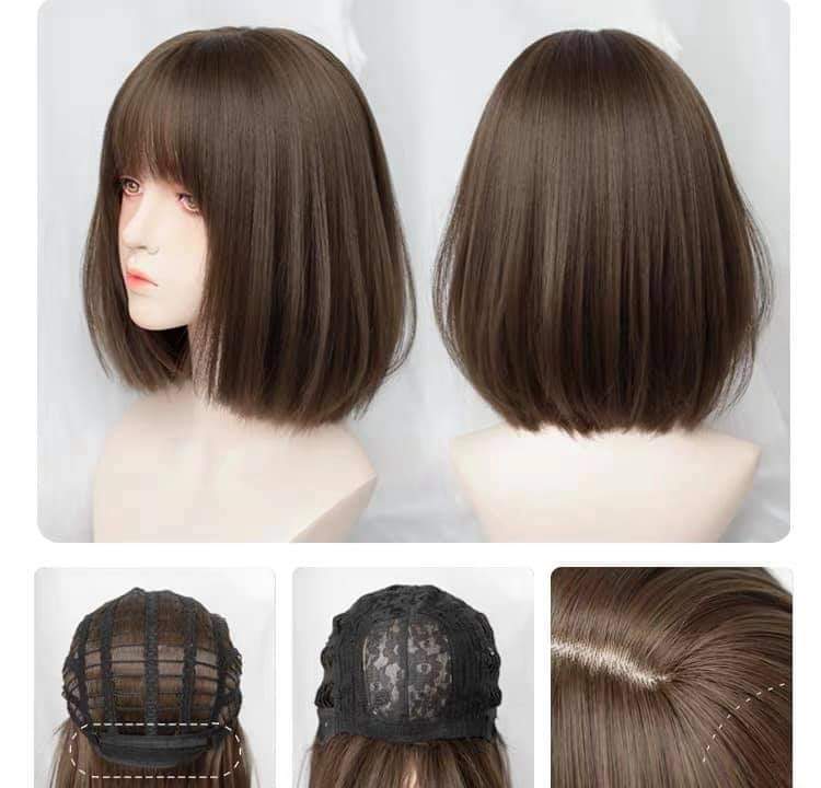 Tóc giả nữ nguyên đầu cup ngắn, tóc vic, tóc giả có rãnh da đầu, tóc giả ngắn , tóc giả bộ cả đầu mái thưa , tóc giả hàn quốc, tóc giả cao cấp